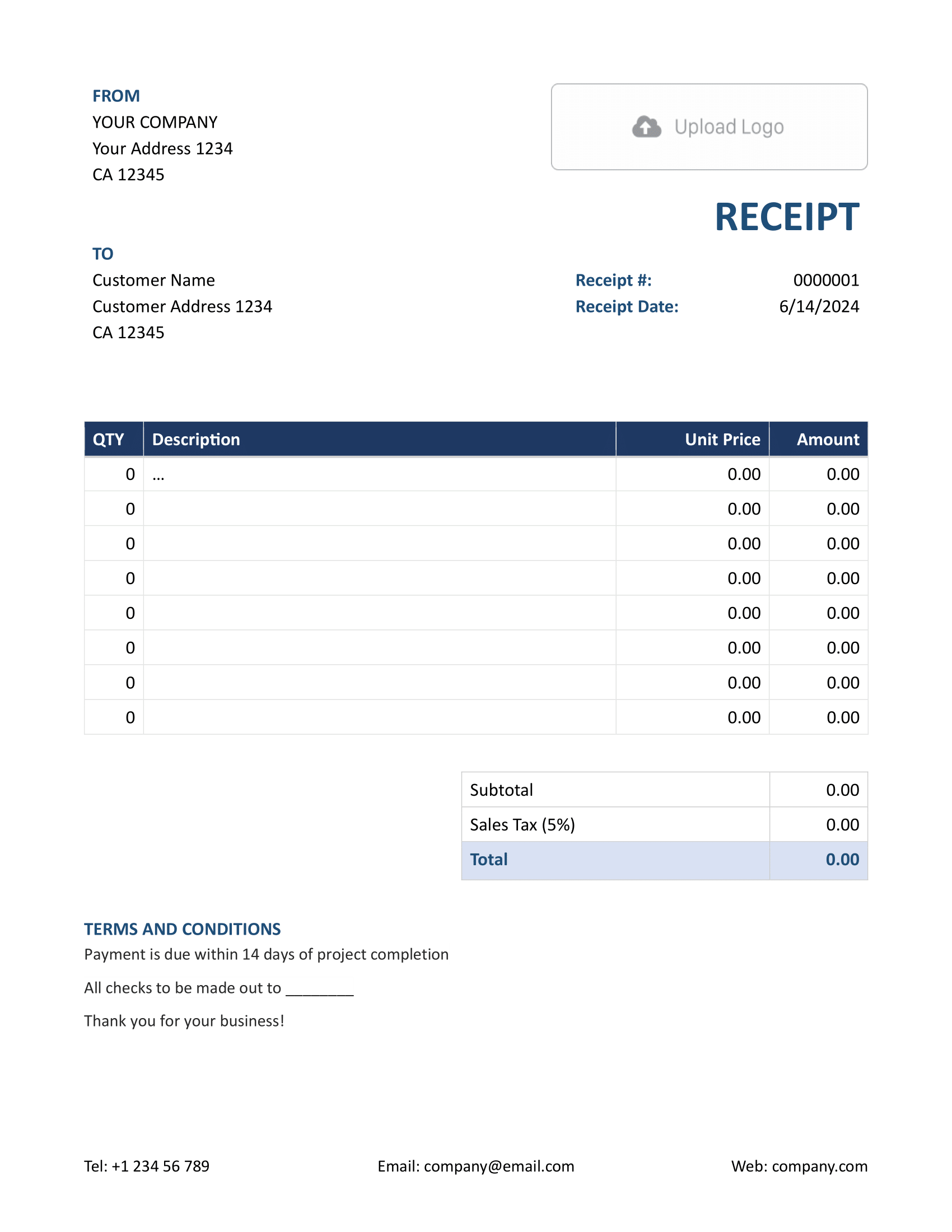 Itemized Word Receipt Template