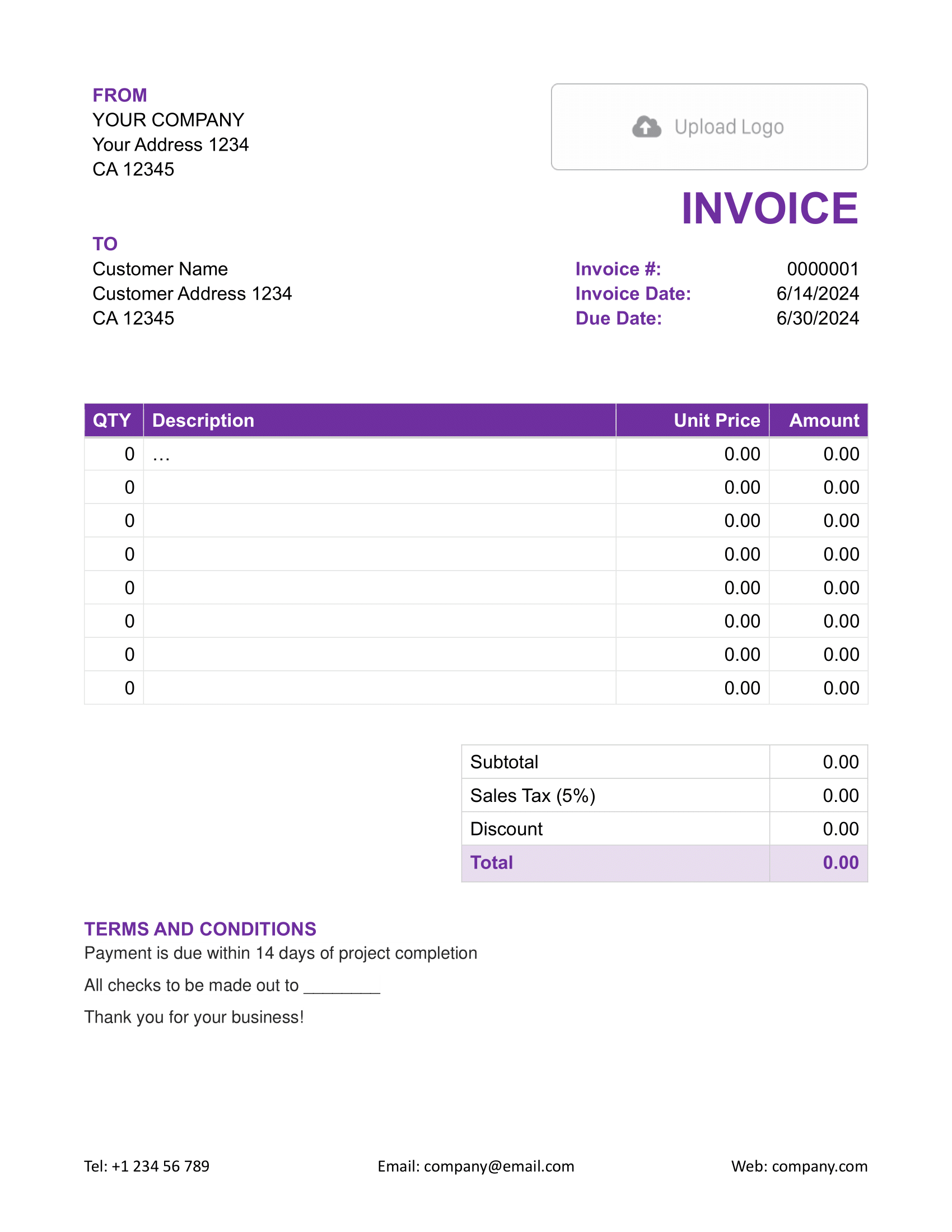 Printable Word Invoice Template
