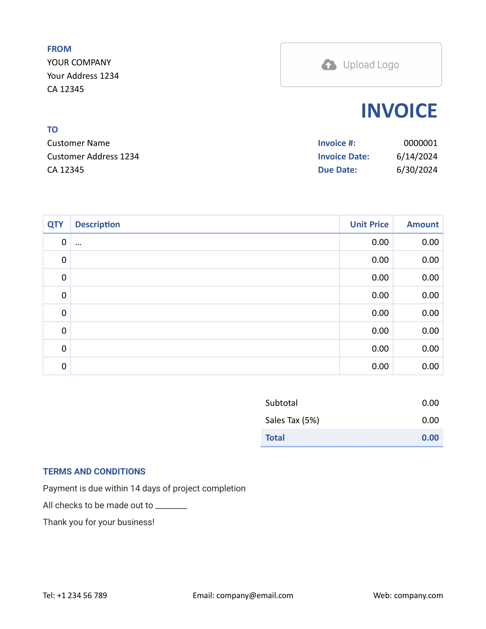 Sample Word Invoice Template