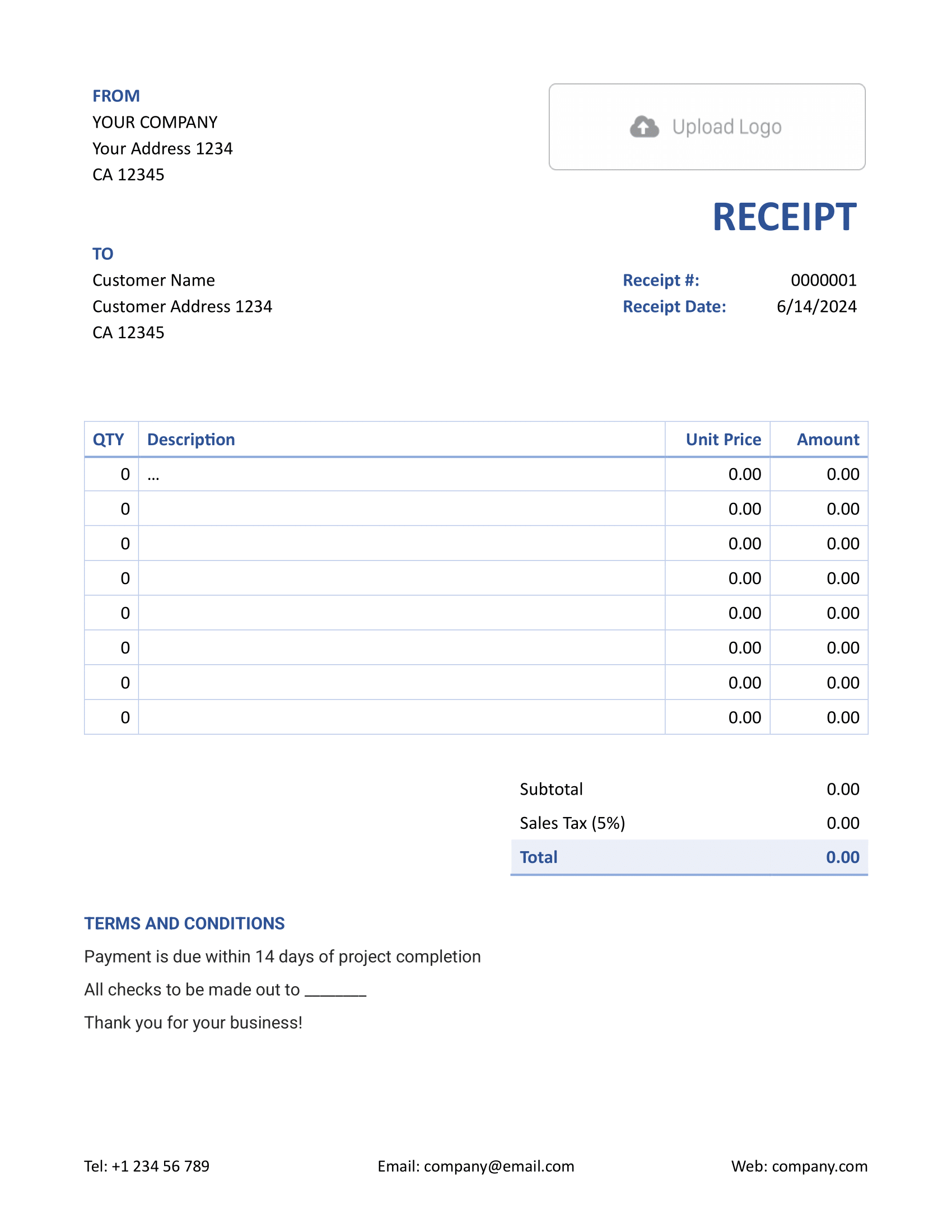 Sample Word Receipt Template