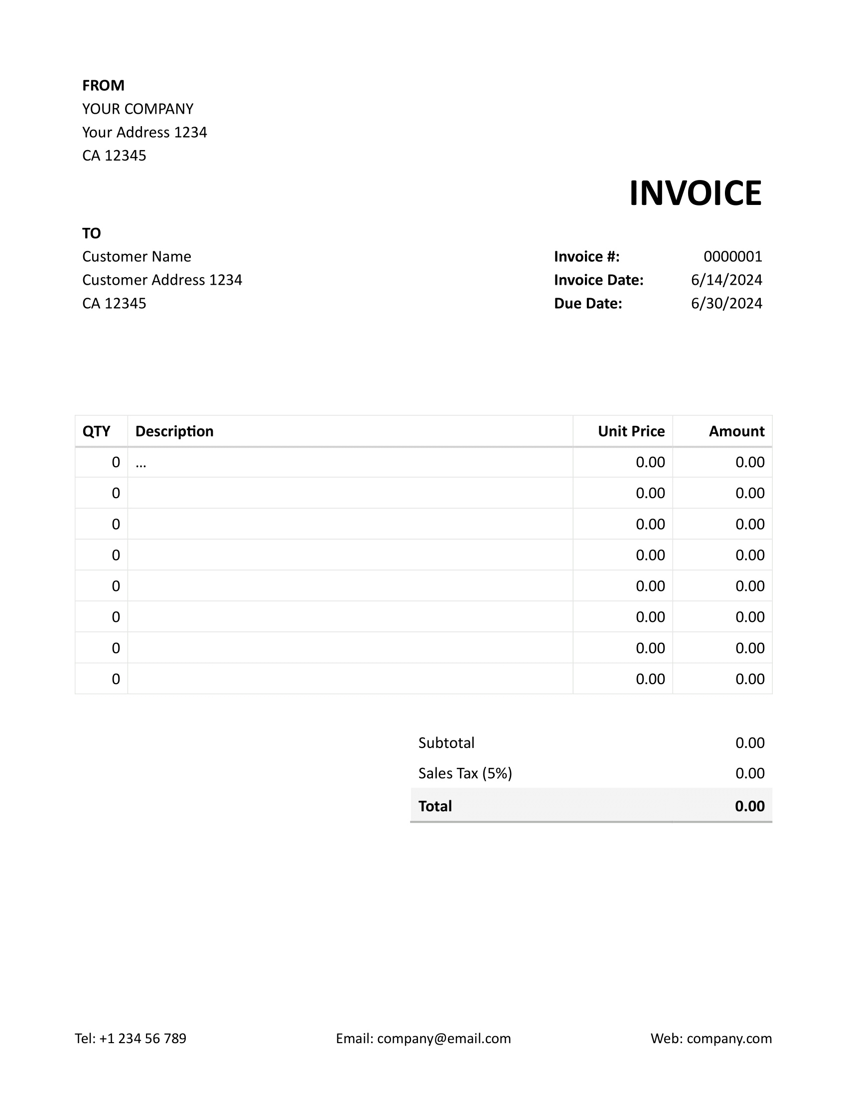 Simple Word Invoice Template