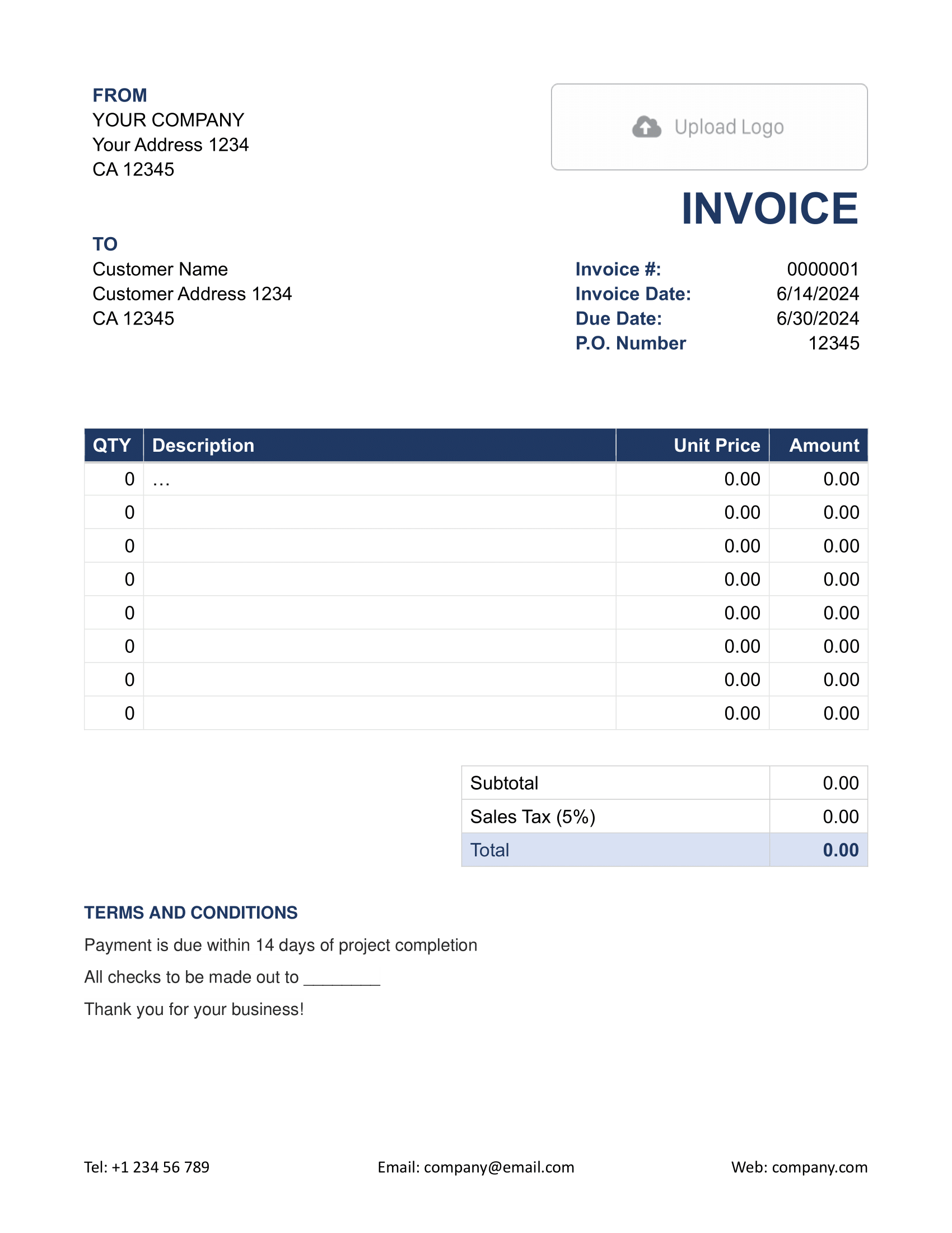 Standard Word Invoice Template